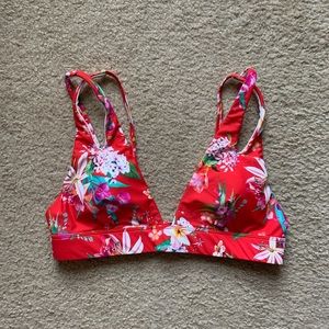 express red Hawaiian print bikini top- must go!